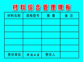 材料综合管理牌