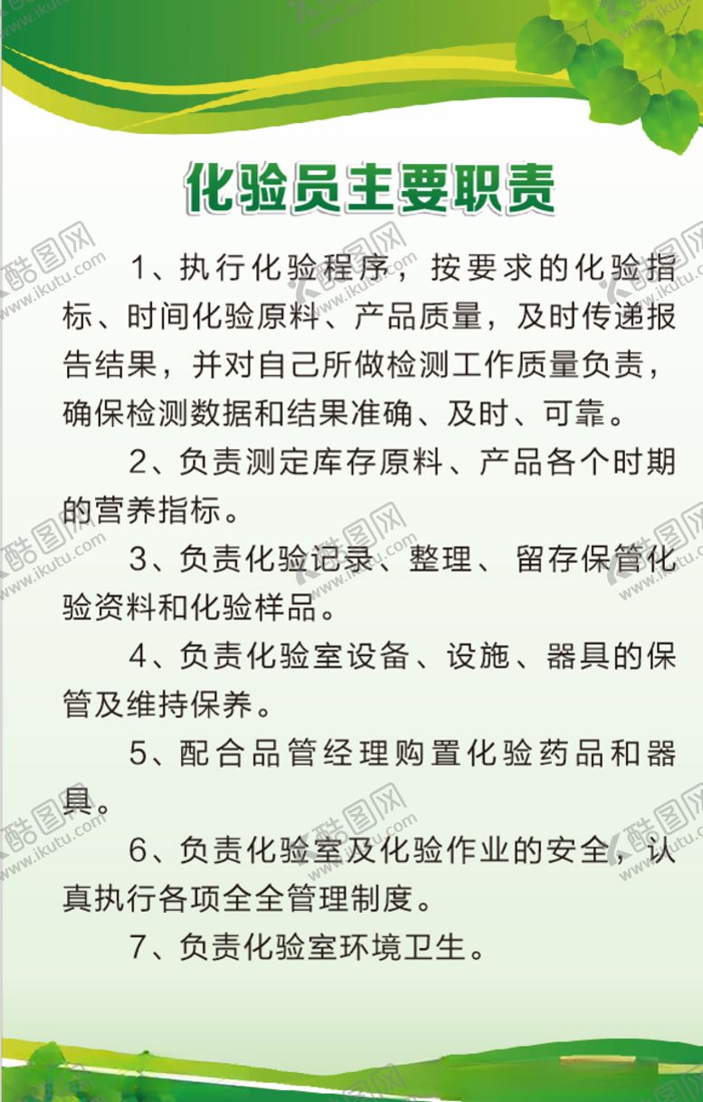 编号：30448109201703548945【酷图网】源文件下载-化验员主要职责