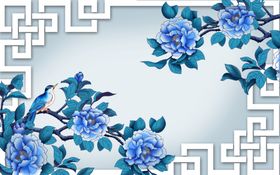 手绘牡丹背景墙