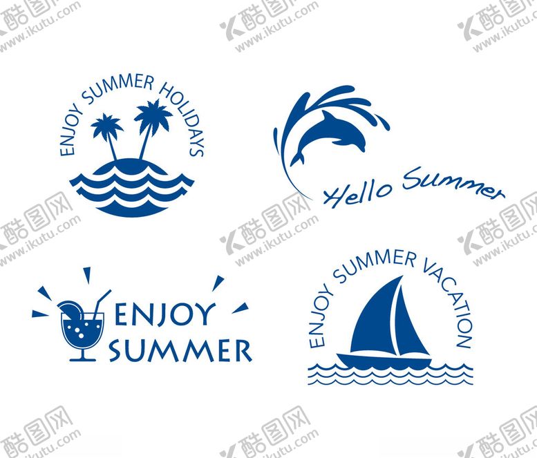 编号：46816402280709434664【酷图网】源文件下载-夏日海滩度假矢量LOGO标签