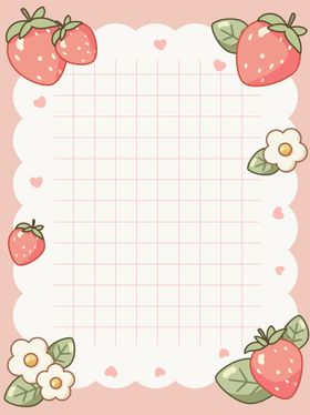 草莓边框可爱空白背景图