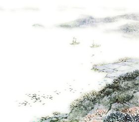 中国风山水水墨画