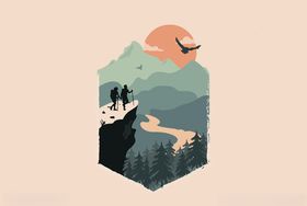 爬山插画