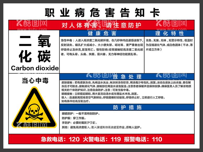 编号：52649309182323057518【酷图网】源文件下载-职业病危害告知卡 二氧化碳