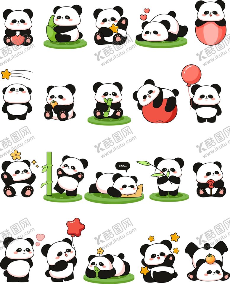 编号：87311809240116589342【酷图网】源文件下载-可爱熊猫卡通图案集合