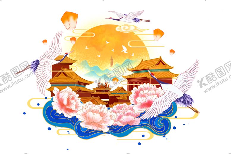 编号：20421806171913486341【酷图网】源文件下载-仙鹤古风传统水墨国风海报素材