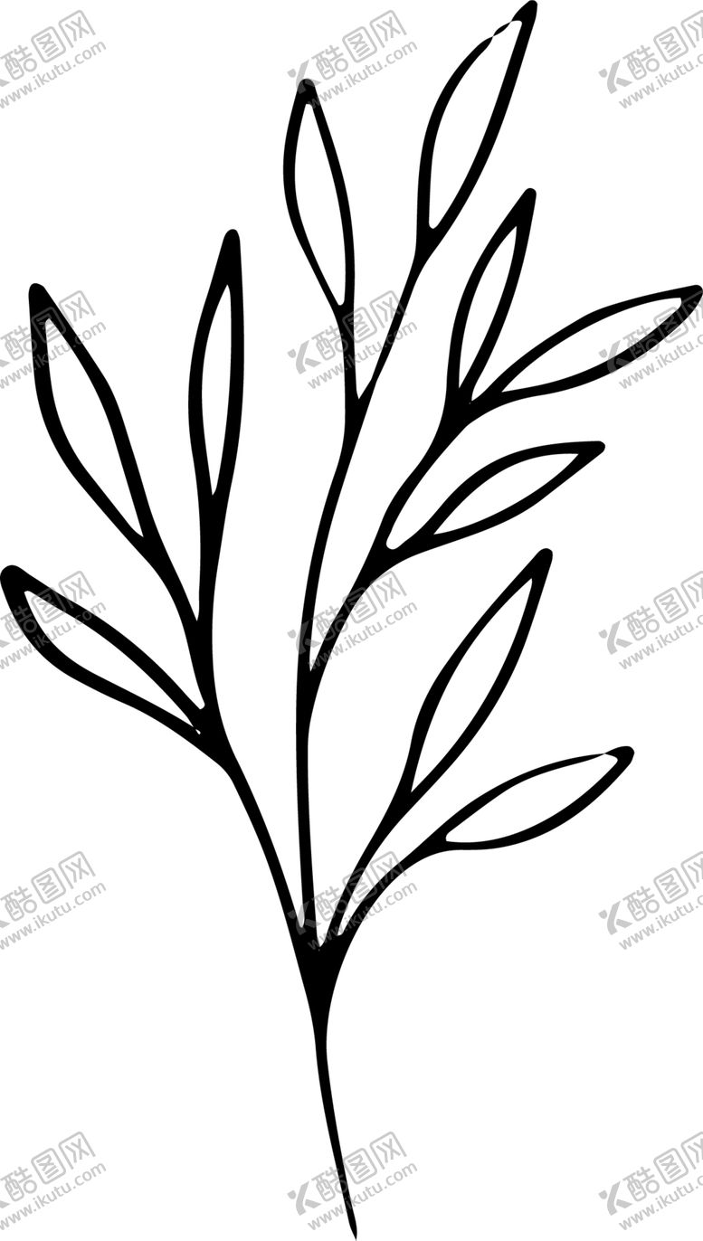 编号：94812807090025244327【酷图网】源文件下载-黑白手绘植物