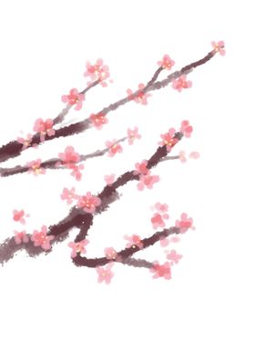中国风水墨梅画花卡通花节日山