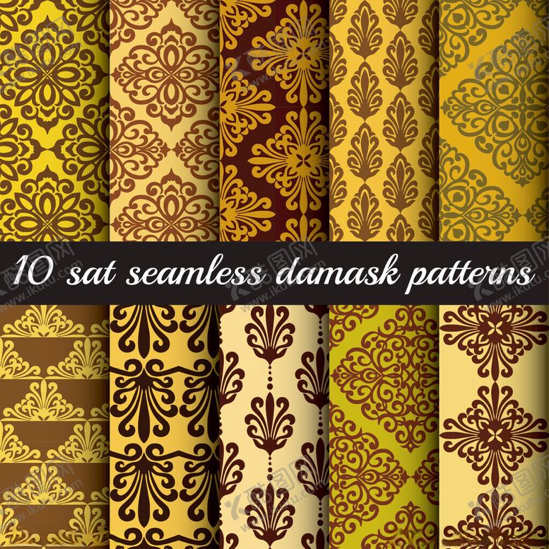编号：71122311021458191801【酷图网】源文件下载-10款锦缎无缝图案集合