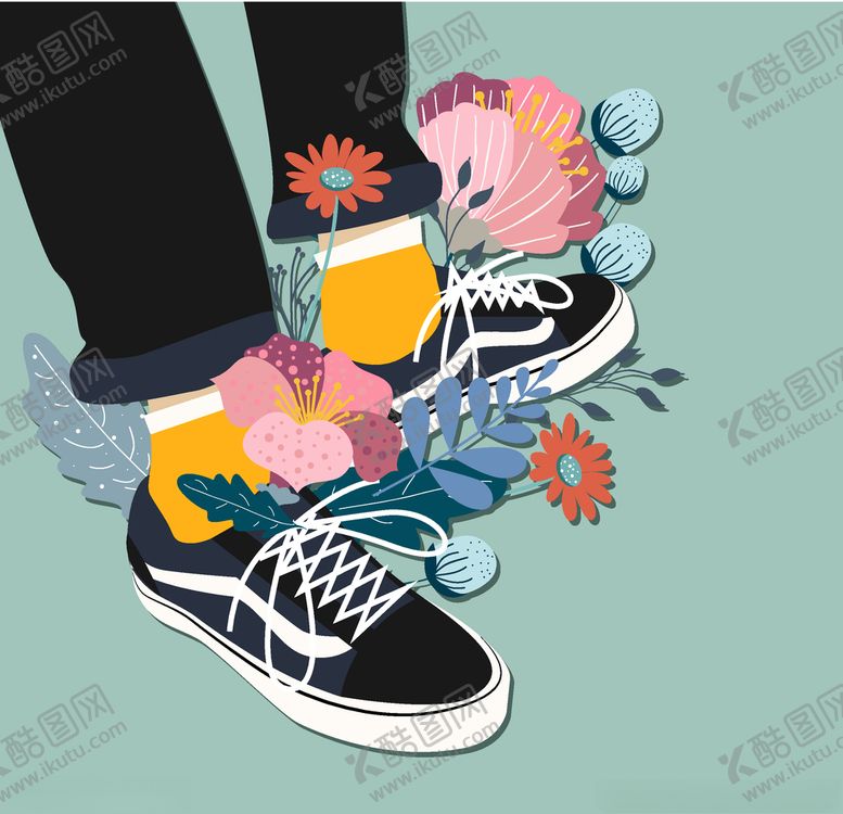 编号：20289710300943038765【酷图网】源文件下载-板鞋和花卉