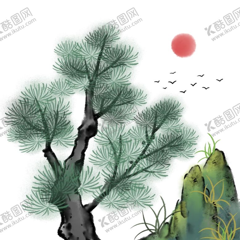 编号：29543206241821217268【酷图网】源文件下载-水墨松树