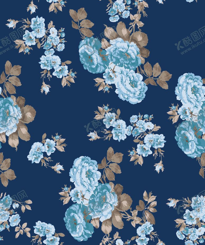 编号：42921104161700324616【酷图网】源文件下载-蓝色花卉图案背景纹理