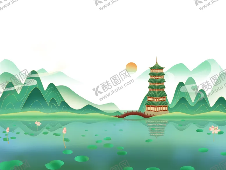 编号：43104002241227425132【酷图网】源文件下载-国潮古风山水元素