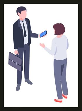 手绘商务人物办公士办公