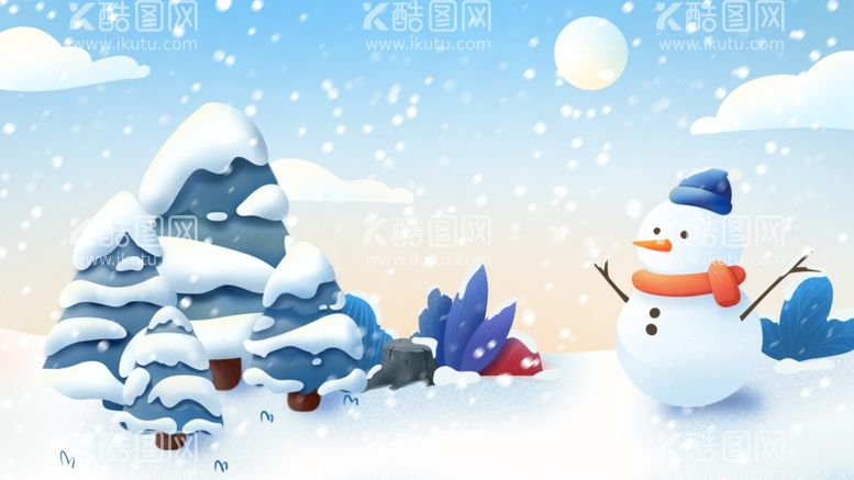 编号：32427612100448062650【酷图网】源文件下载-冬天雪人寒假下雪插画