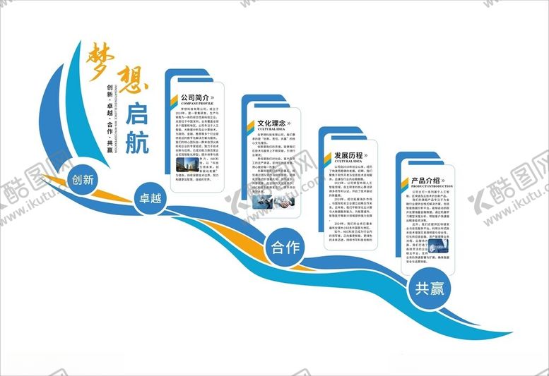 编号：12916603071202471719【酷图网】源文件下载-企业发展历程楼梯文化墙