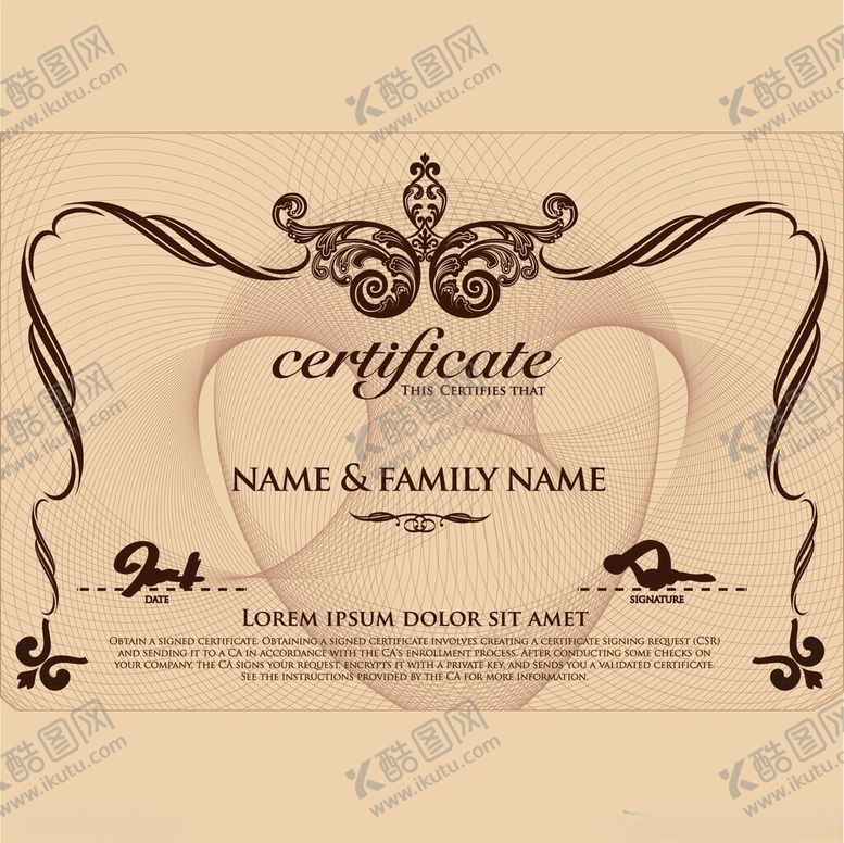 编号：88360211200117346214【酷图网】源文件下载-复古风格证书模板