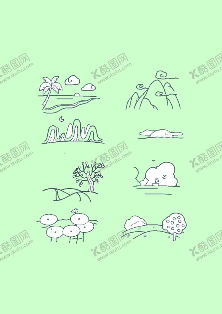 编号：85220601140115339198【酷图网】源文件下载-简笔画山风景
