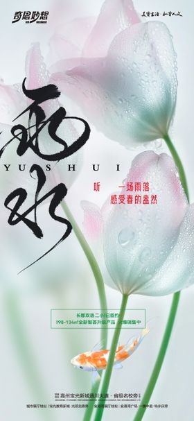 雨水节气海报春天地产二十四荷花