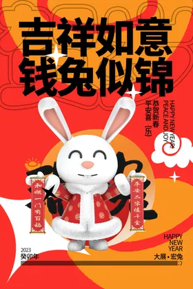 兔年20232023艺术字新春大吉