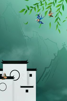 中国风背景冬天春天夏天秋天