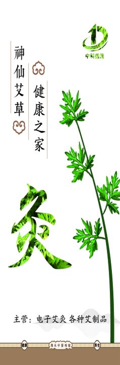 艾灸图片草展架养生海报