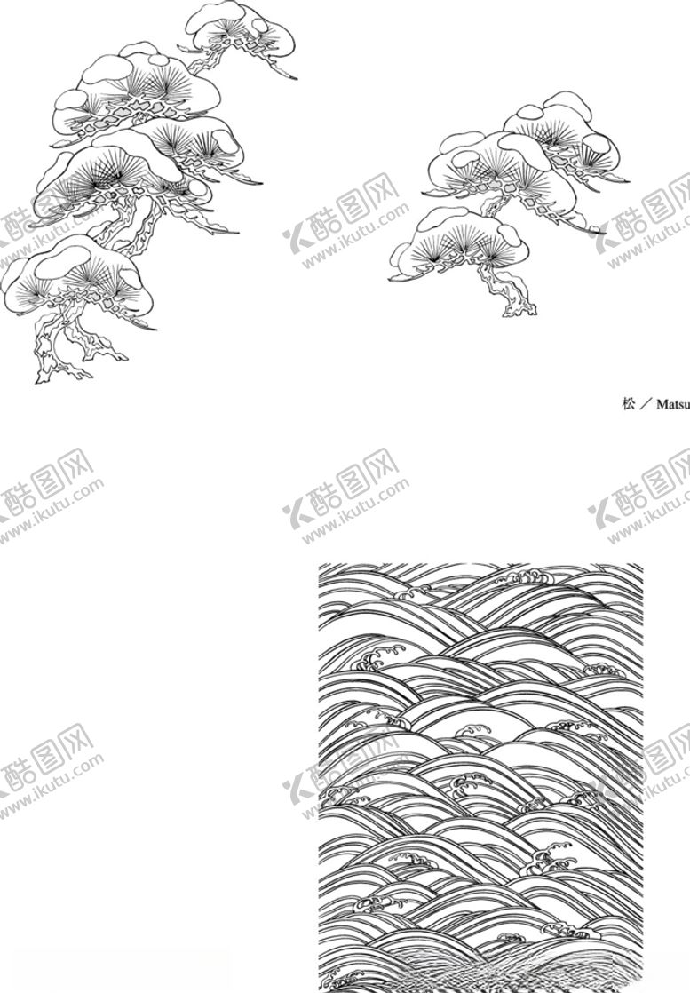 编号：40129410110213204788【酷图网】源文件下载-日本线描植物花卉矢量素材