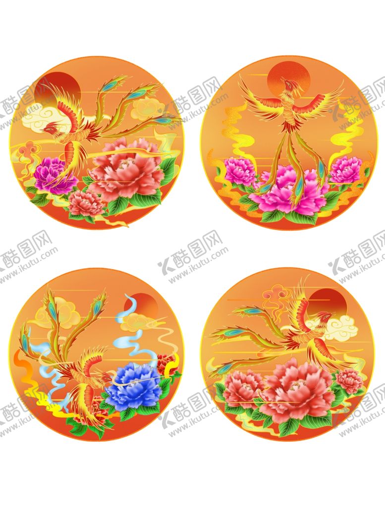 编号：93701904302035248178【酷图网】源文件下载-中国花鸟凤凰牡丹