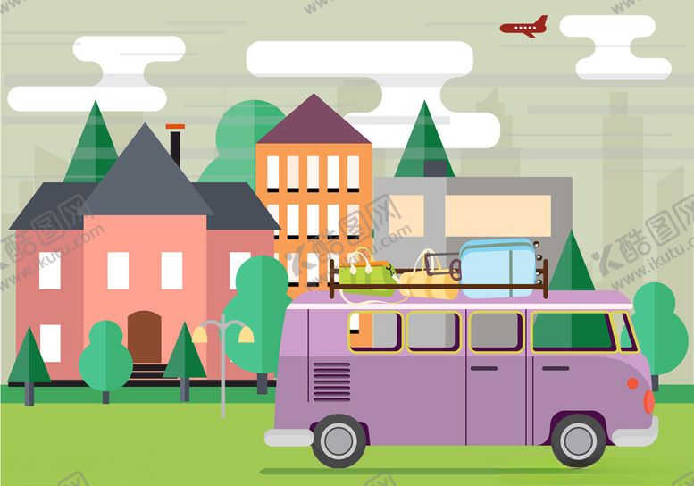 编号：86457804020310152207【酷图网】源文件下载-小镇上的紫色餐车