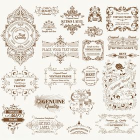 复古装饰性边框标签集合