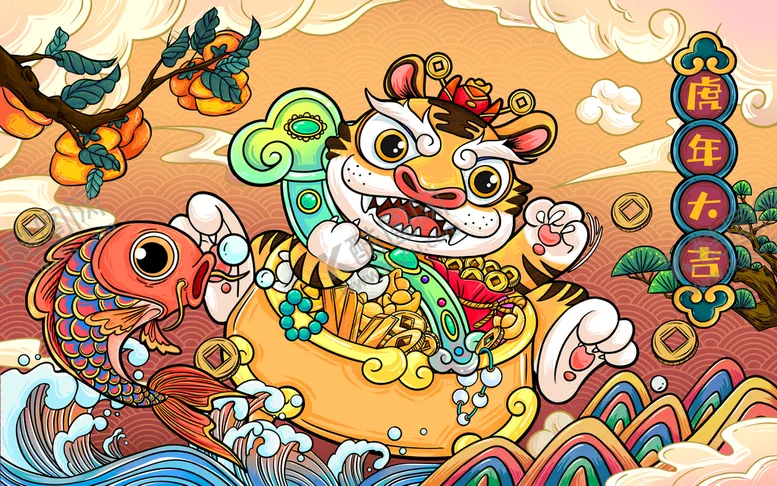 编号：80223210230125328750【酷图网】源文件下载-虎年大吉