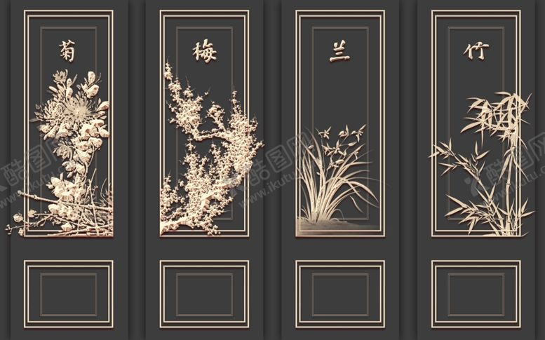 编号：13216909192312582924【酷图网】源文件下载-新中式背景墙