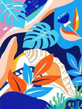 热带植物绚丽插画