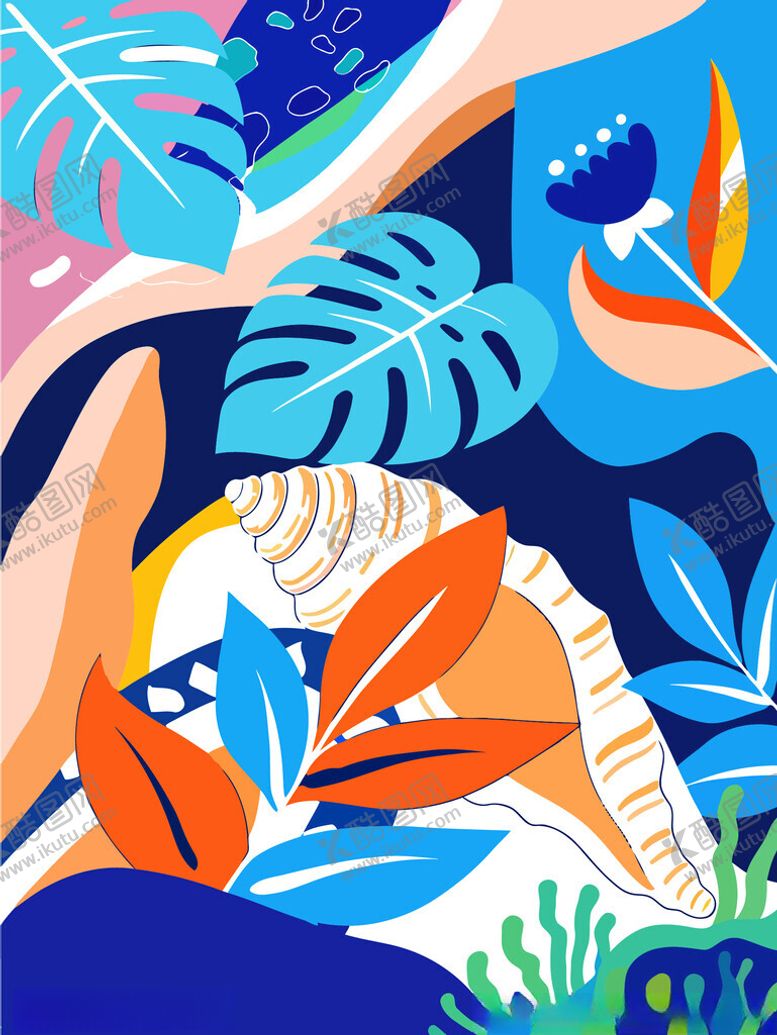 编号：40002004032049402023【酷图网】源文件下载-热带植物绚丽插画