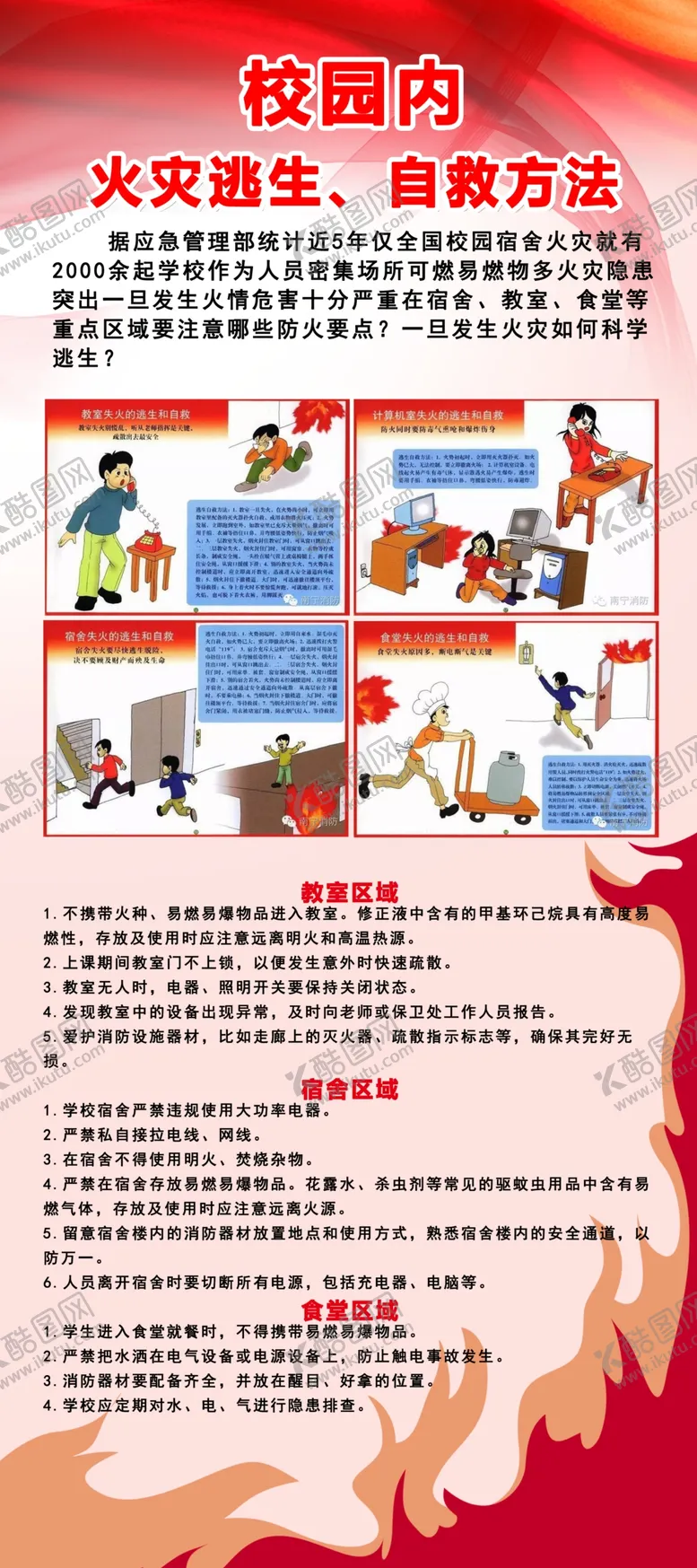 编号：23790902090653325736【酷图网】源文件下载-校园内重点区域防火逃生自救