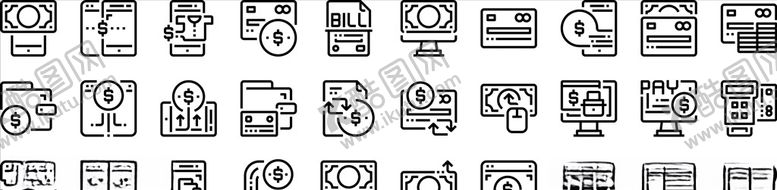 编号：90556109241825419253【酷图网】源文件下载-线性办公图标