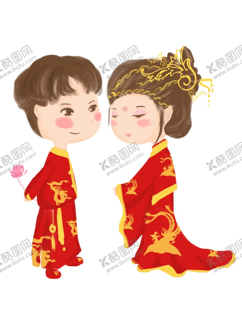 编号：24481503271235532836【酷图网】源文件下载-卡通新郎新娘PNG免扣素材