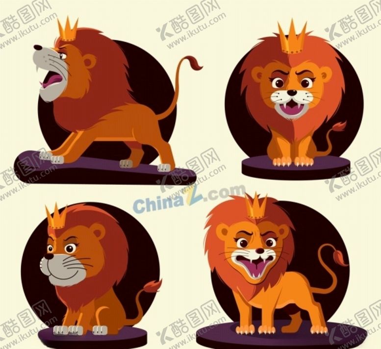 编号：90101709171942417636【酷图网】源文件下载-手绘卡通狮子
