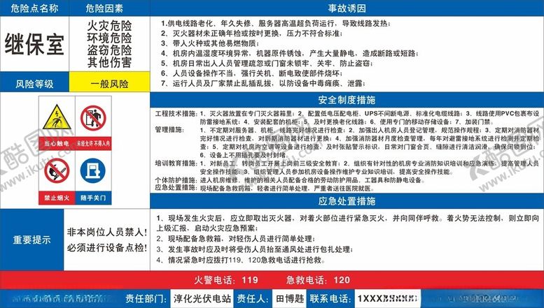 编号：81058002270543414742【酷图网】源文件下载-继保室危险告知卡