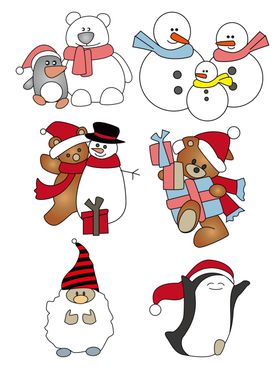 卡通企鹅雪人