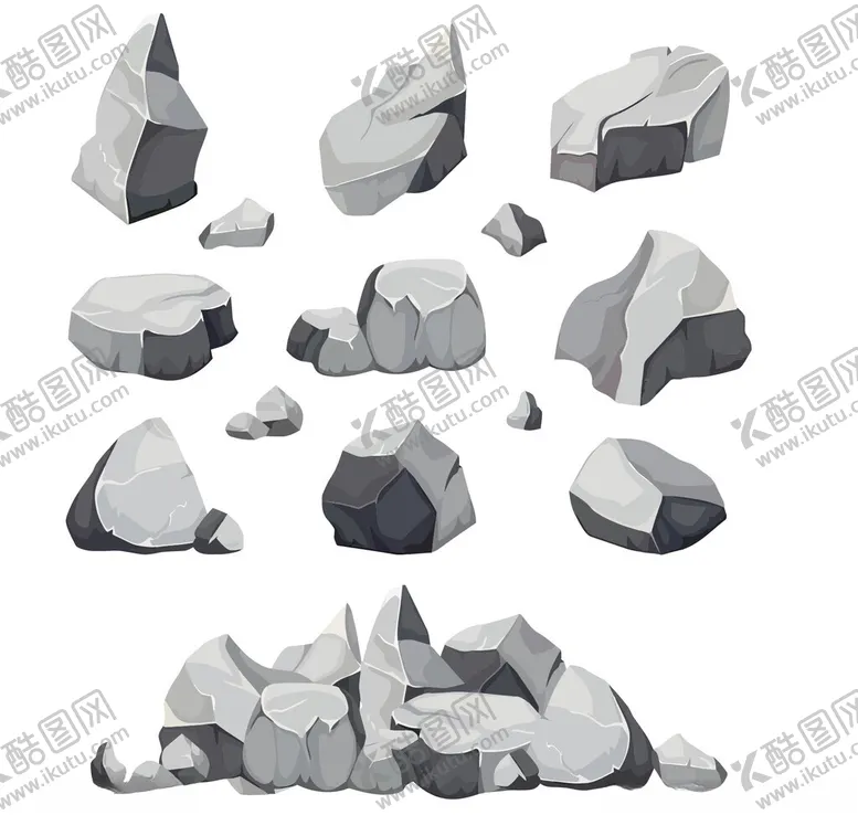 编号：55329102221335238146【酷图网】源文件下载-白色矢量图石头鹅卵石
