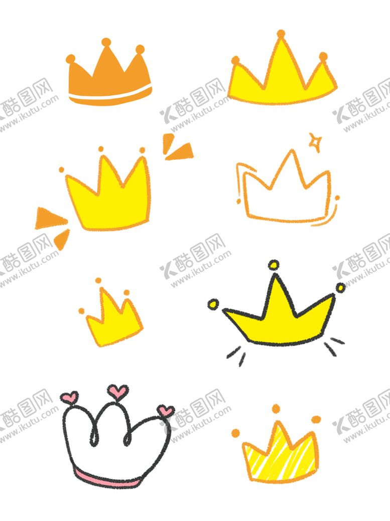 编号：43859609222240255819【酷图网】源文件下载-手绘可爱荣耀金色皇冠装饰手账素
