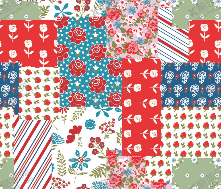 编号：93172904020606201652【酷图网】源文件下载-粉色系花卉图案拼接素材