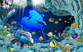 海底世界5D3D背景墙海洋鱼