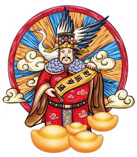 财神爷新年春节异形合影户外展板模板