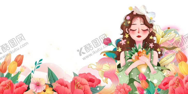 编号：93231712301016598421【酷图网】源文件下载-三八妇女节鲜花女神背景