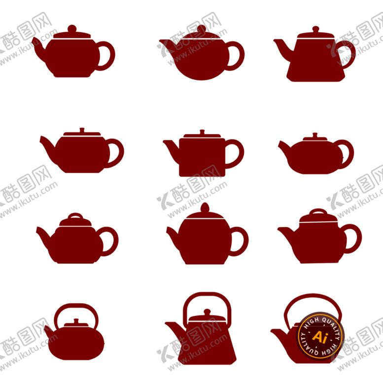 编号：58756610250048163925【酷图网】源文件下载-茶壶图标矢量素材