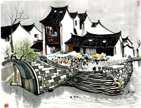 水墨风景山水背景
