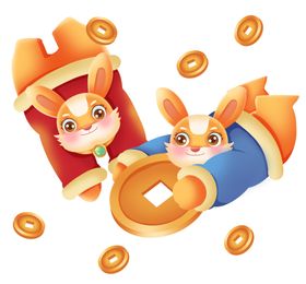 兔年素材设计图片团圆贴纸展架