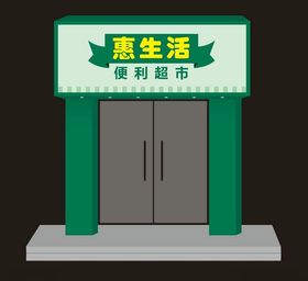 超市门头招牌便利店店招效果图